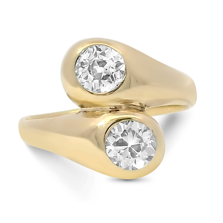 PAGE Estate Engagement Ring Estate 14k Yellow Gold Diamond Snake Bypass Ring