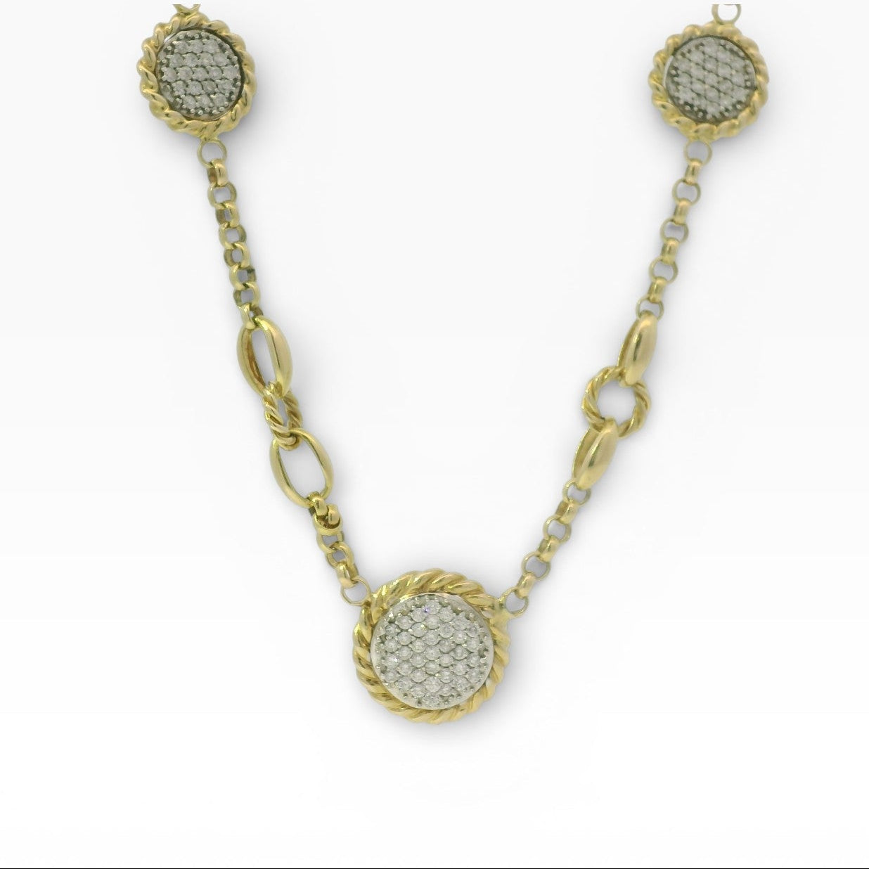 PAGE Estate Necklaces and Pendants Estate 14K Yellow Gold Diamond Station Necklace