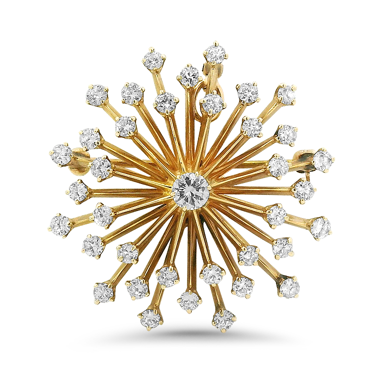 PAGE Estate Pins & Brooches Estate 14k Yellow Gold Diamond Sunburst Pin/Pendant