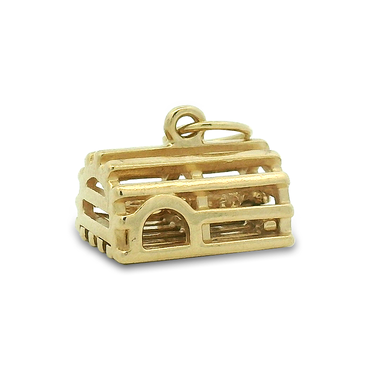 PAGE Estate Charm Estate 14k Yellow Gold Dome-Style Lobster Trap Charm with Caught Lobster