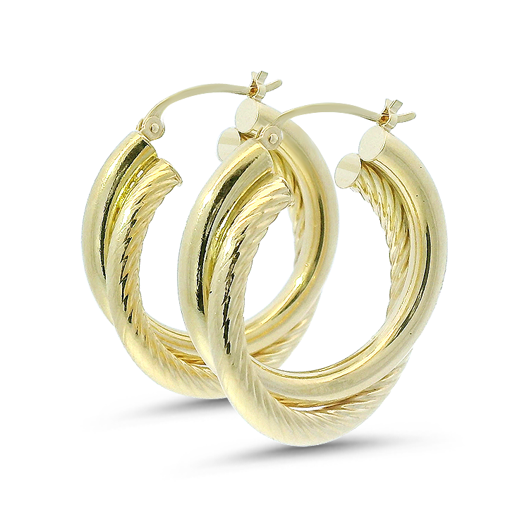 PAGE Estate Estate 14K Yellow Gold Double-Strand Hoop Earrings