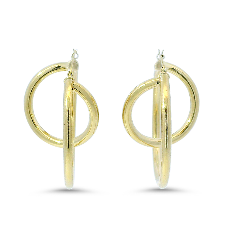 PAGE Estate Earrings Estate 14K Yellow Gold Double-Strand Loop Earrings
