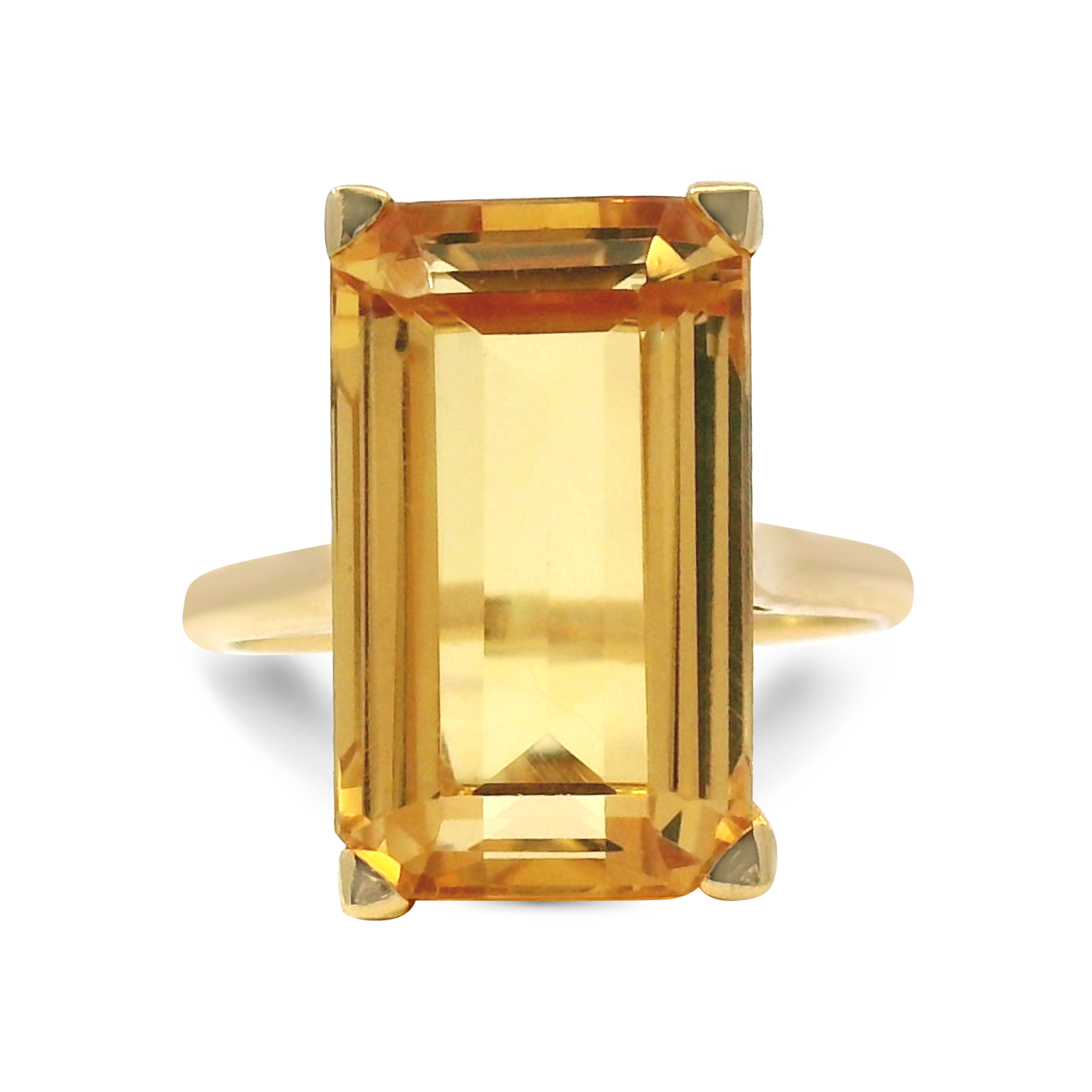 PAGE Estate Ring Estate 14K Yellow Gold Emerald-Cut Citrine Ring 6