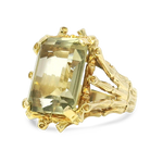 PAGE Estate Ring Estate 14K Yellow Gold Emerald-Cut Green Quartz Ring 6.25