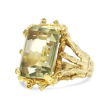 PAGE Estate Ring Estate 14K Yellow Gold Emerald-Cut Green Quartz Ring 6.25