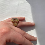 PAGE Estate Ring Estate 14K Yellow Gold Emerald-Cut Green Quartz Ring 6.25