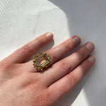 PAGE Estate Ring Estate 14K Yellow Gold Emerald-Cut Green Quartz Ring 6.25