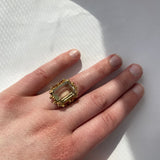 PAGE Estate Ring Estate 14K Yellow Gold Emerald-Cut Green Quartz Ring 6.25