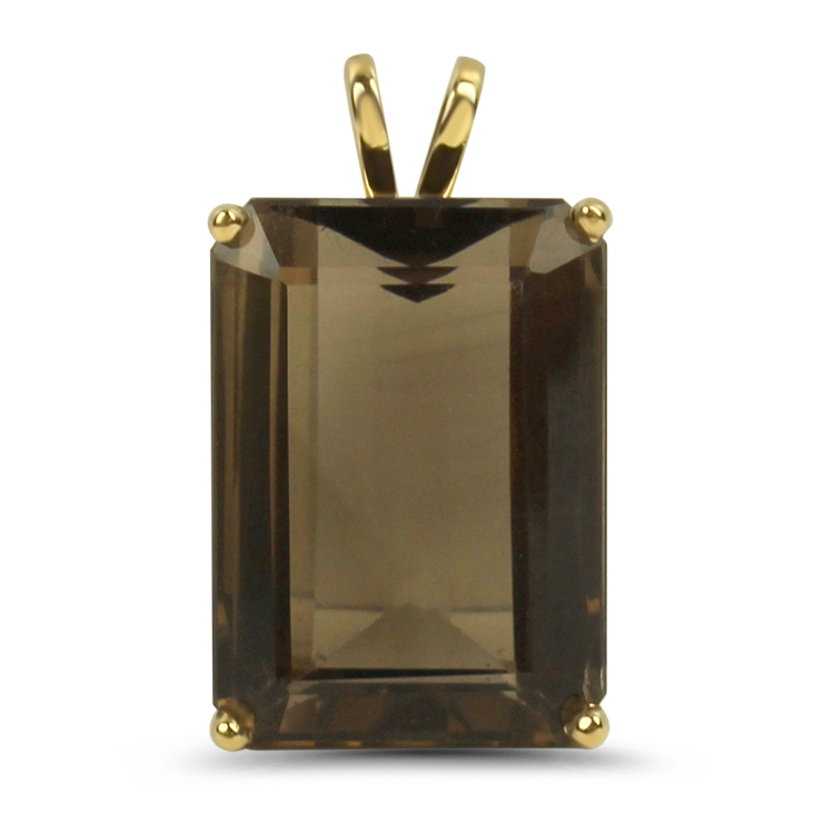 PAGE Estate Necklaces and Pendants Estate 14k Yellow Gold Emerald Cut Smoky Quartz Pendant