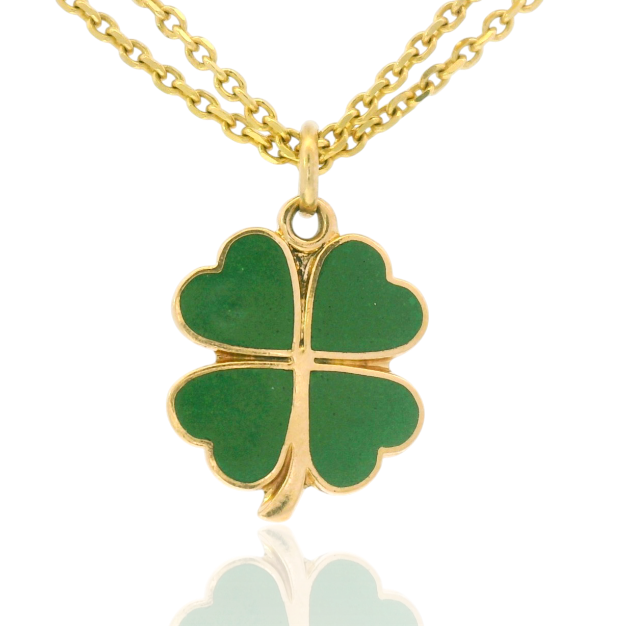 PAGE Estate Necklaces and Pendants Estate 14K Yellow Gold Enamel Four-Leaf Clover Pendant