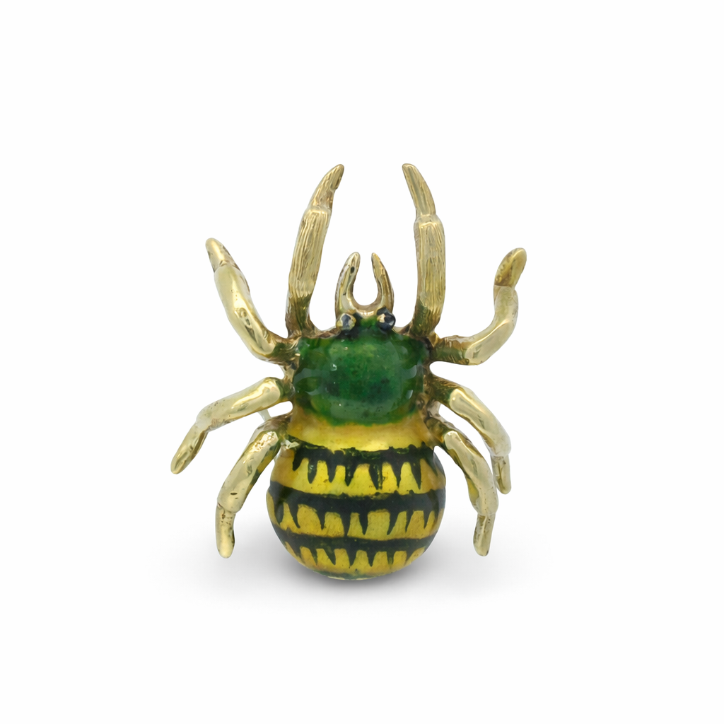 PAGE Estate Pins & Brooches Estate 14K Yellow Gold Enamel Spider Pin