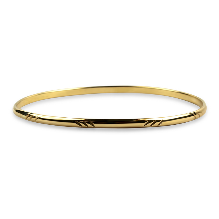 PAGE Estate Bracelet Estate 14K Yellow Gold Etched Bangle Bracelet