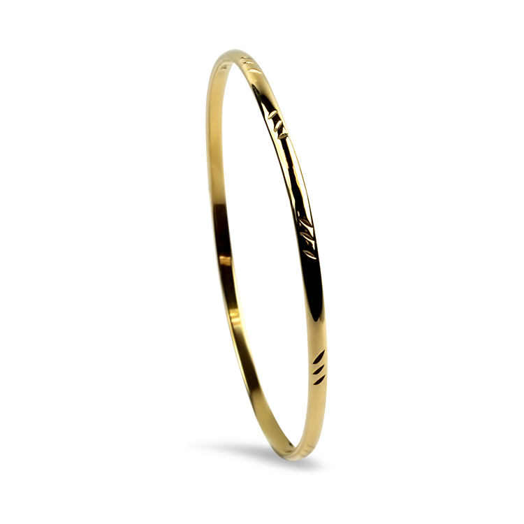 PAGE Estate Bracelet Estate 14K Yellow Gold Etched Bangle Bracelet