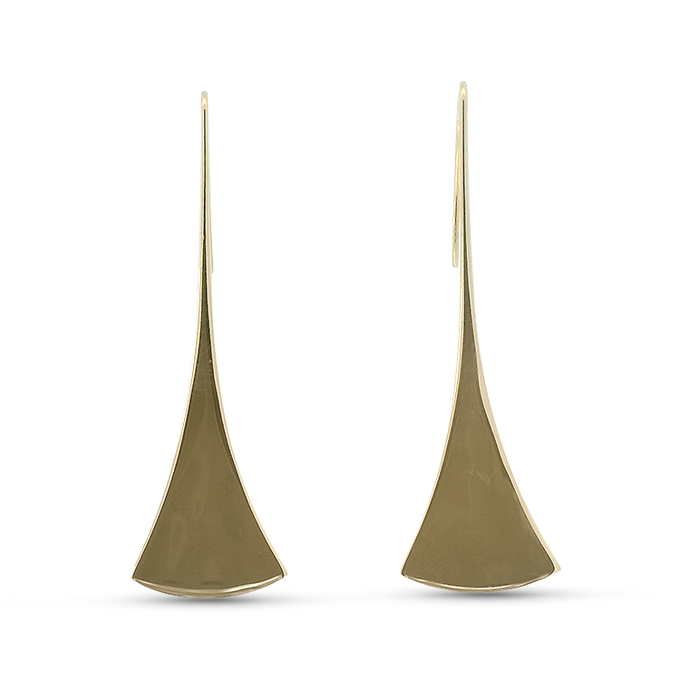 PAGE Estate Earrings Estate 14k Yellow Gold Fan Dangle Earrings