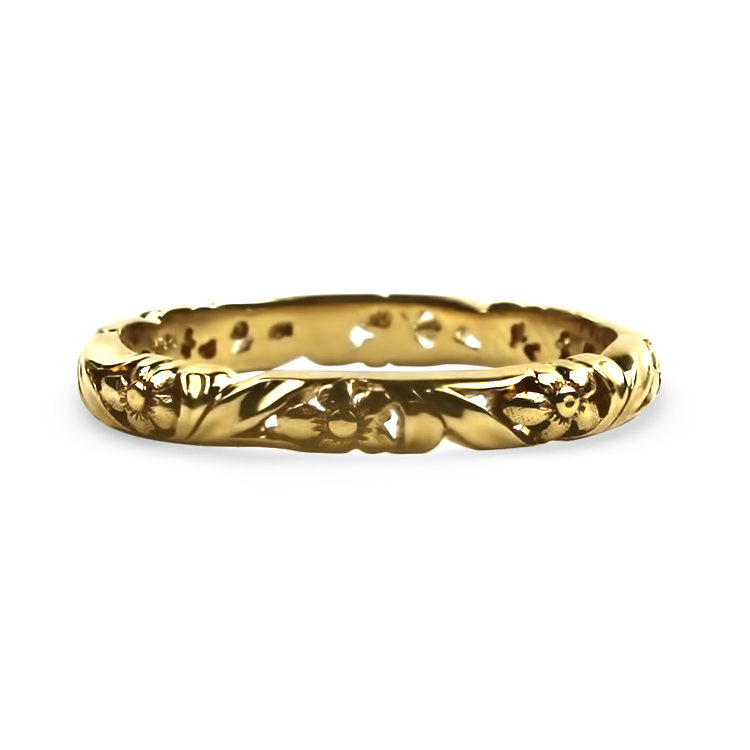 PAGE Estate Ring Estate 14K Yellow Gold Floral Band 6