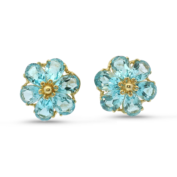 PAGE Estate Earrings Estate 14k Yellow Gold Floral Topaz Stud Earrings