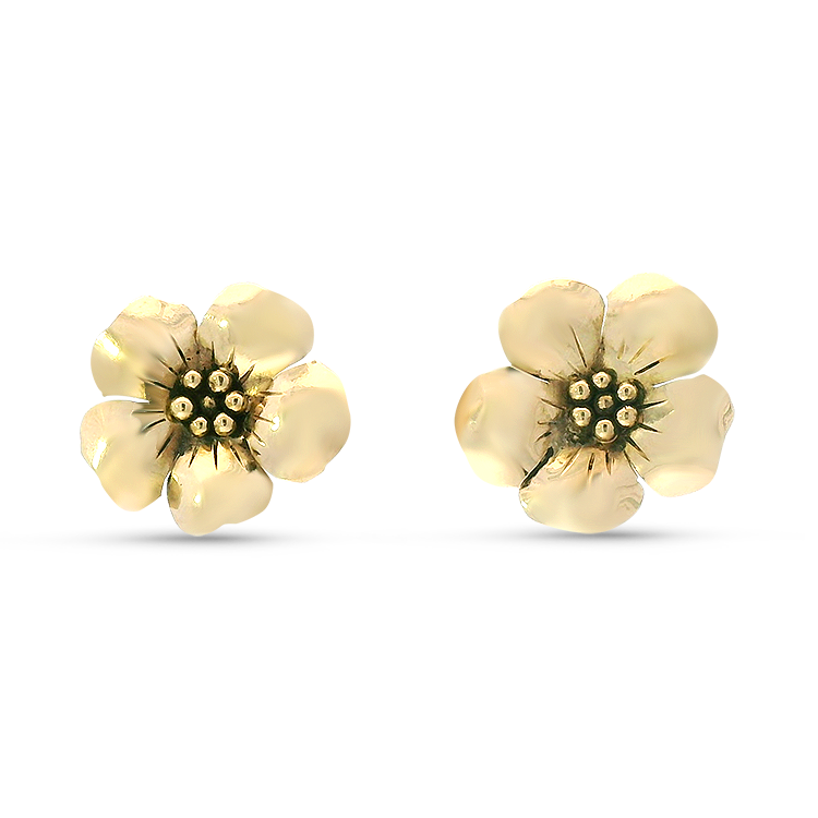 PAGE Estate Earring Estate 14K Yellow Gold Flower Stud Earrings