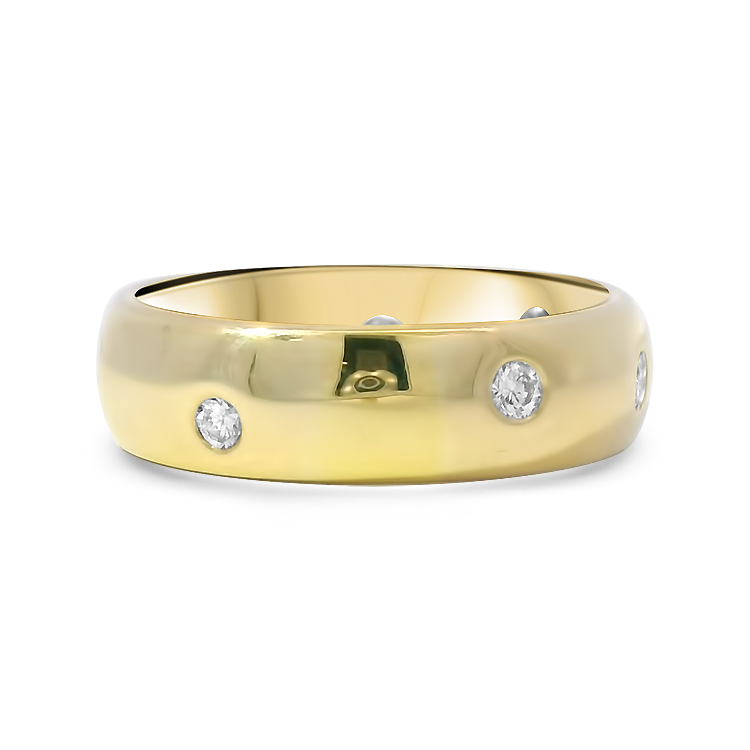 PAGE Estate Wedding Band Estate 14k Yellow Gold Flush-Set Diamond Band 7.75