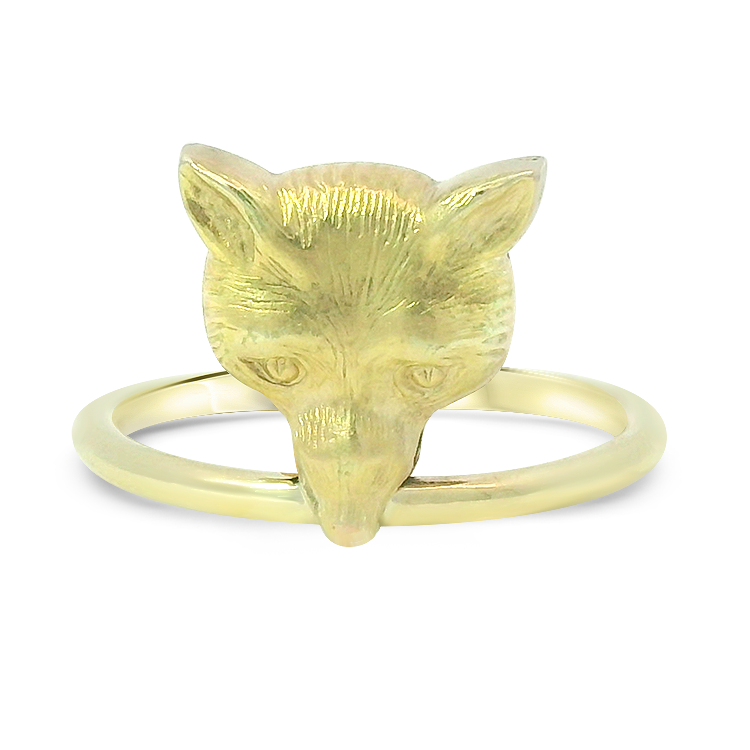 PAGE Estate Ring Estate 14K Yellow Gold Fox Motif Ring 6