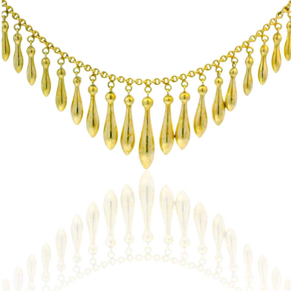 PAGE Estate Necklaces and Pendants Estate 14K Yellow Gold Fringe Dangle Necklace – 16 Inches