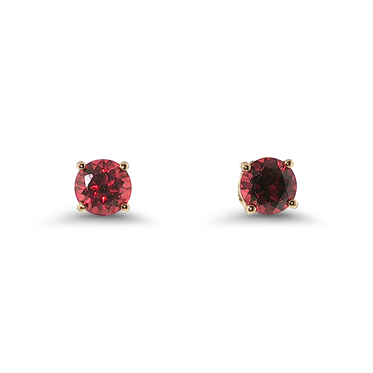 PAGE Estate Earrings Estate 14K Yellow Gold Garnet Stud Earrings - 1.3ctw
