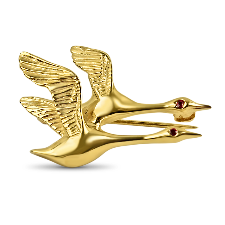 PAGE Estate Pins & Brooches Estate 14K Yellow Gold "Geese Mate For Life" Brooch