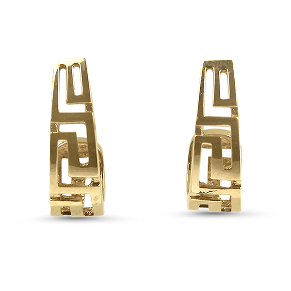 Estate 14k Yellow Gold Greek Key J-Hoop Earrings – Springer's