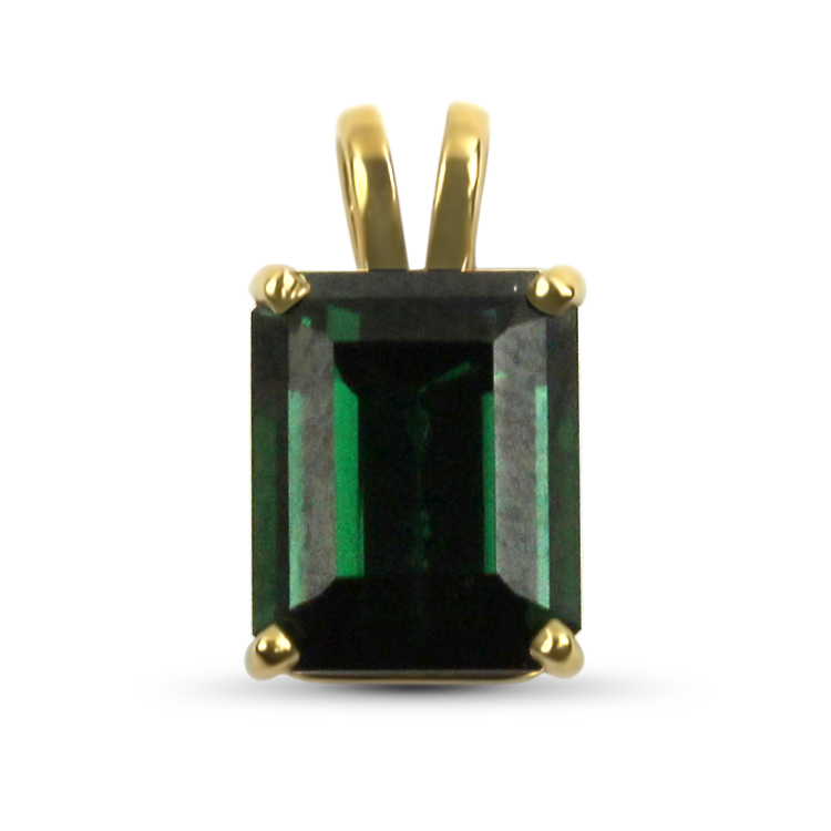 PAGE Estate Necklaces and Pendants Estate 14k Yellow Gold Green Tourmaline Pendant