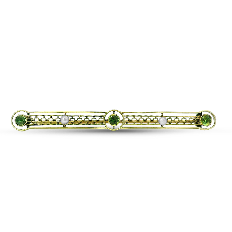 PAGE Estate Pins & Brooches Estate 14K Yellow Gold Green Tourmaline Pin