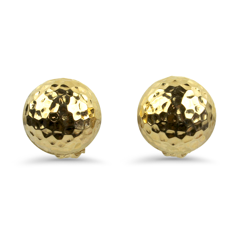 PAGE Estate Earrings Estate 14k Yellow Gold Hammered Dome Stud Earrings