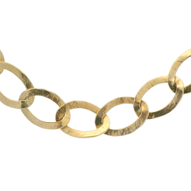 PAGE Estate Necklaces and Pendants Estate 14k Yellow Gold Hammered Large Oval Link Chain