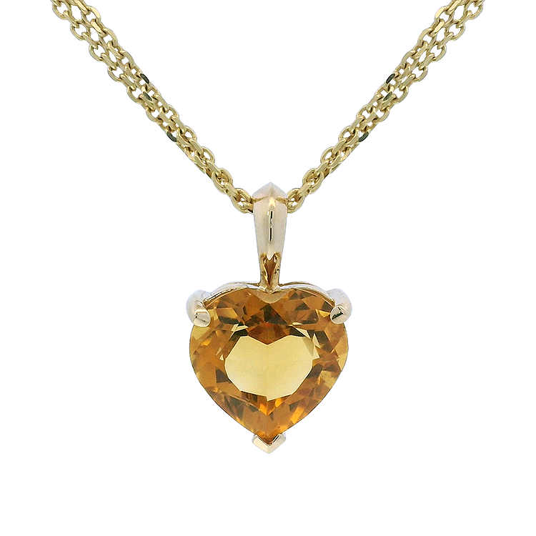 PAGE Estate Necklaces and Pendants Estate 14K Yellow Gold Heart Citrine Pendant