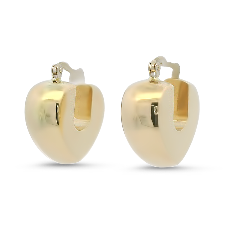 PAGE Estate Earrings Estate 14k Yellow Gold Heart-Profile Huggie Earrings