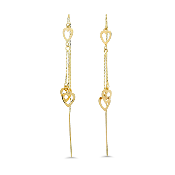 Estate 14k Yellow Gold Heart Threader Earrings – Springer's