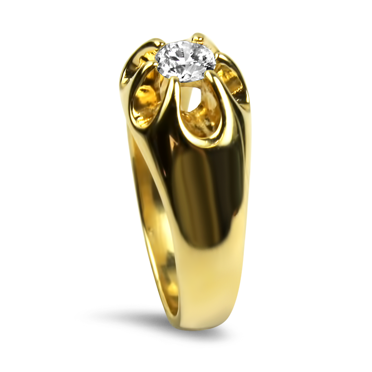 PAGE Estate Men's Jewelry Estate 14K Yellow Gold Hearts on Fire Belcher Diamond Ring 7.5