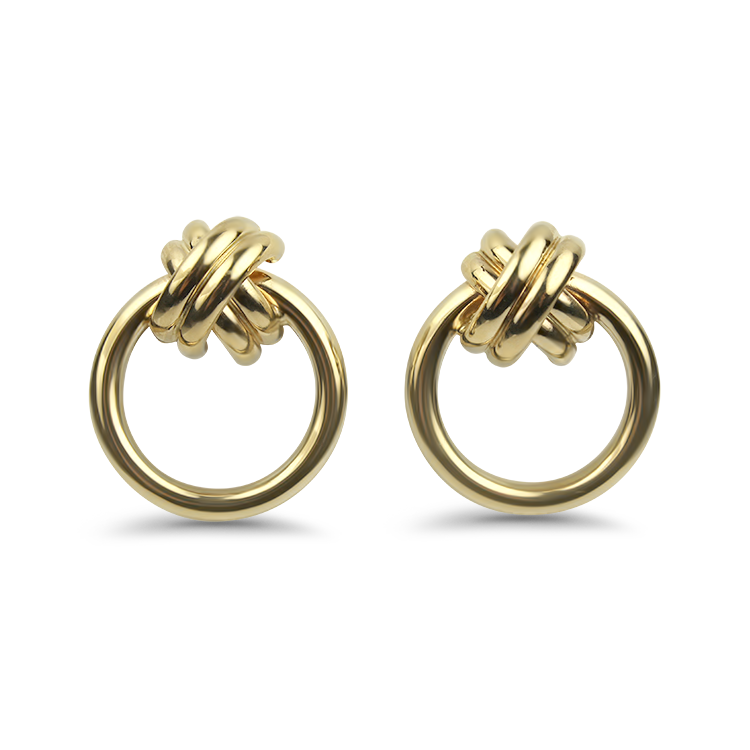 PAGE Estate Earring Estate 14K Yellow Gold Hoop Love Knot Earrings