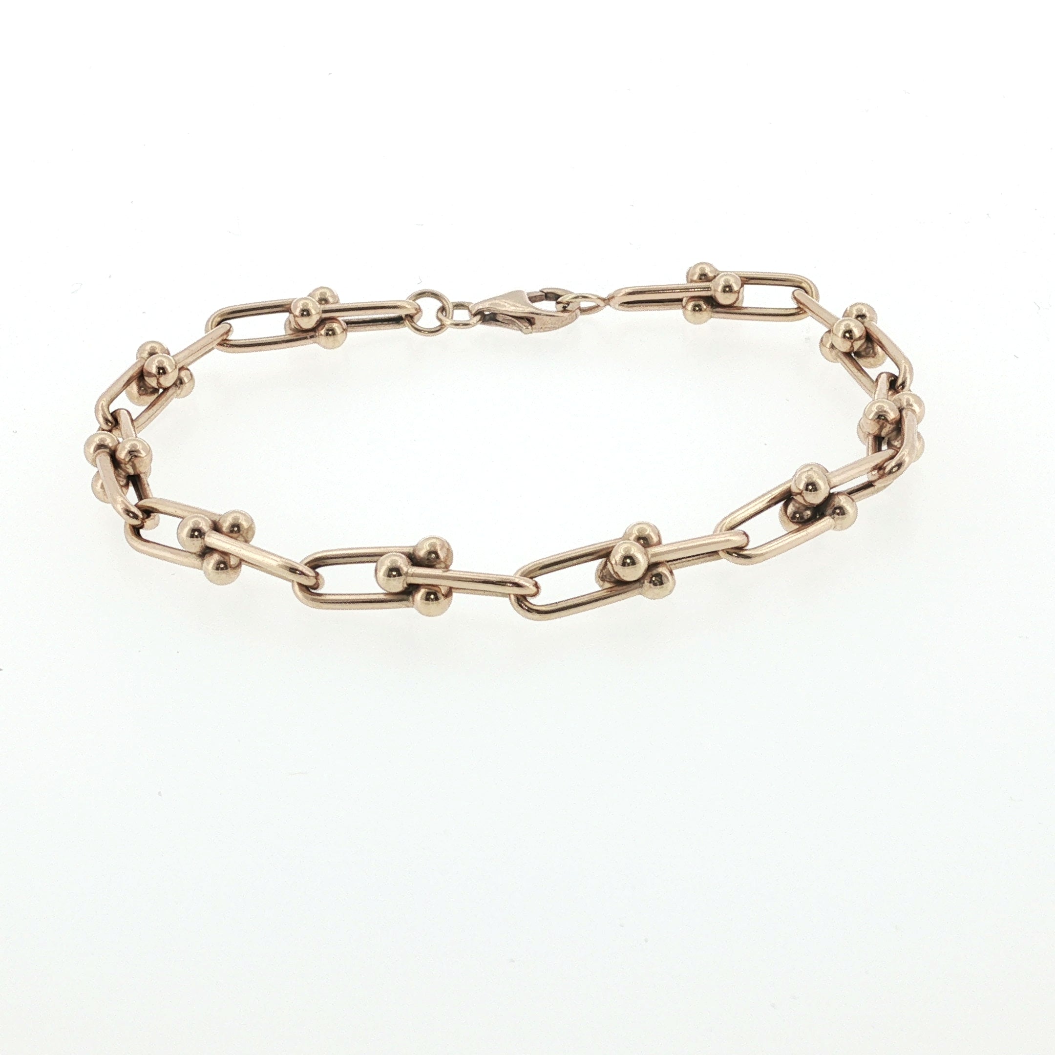 PAGE Estate Bracelet Estate 14K Yellow Gold Horseshoe Link Bracelet - 7.5"