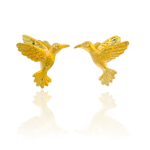 PAGE Estate Earrings Estate 14K Yellow Gold Hummingbird Diamond Stud Earrings