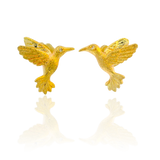 PAGE Estate Earrings Estate 14K Yellow Gold Hummingbird Diamond Stud Earrings