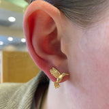 PAGE Estate Earrings Estate 14K Yellow Gold Hummingbird Diamond Stud Earrings