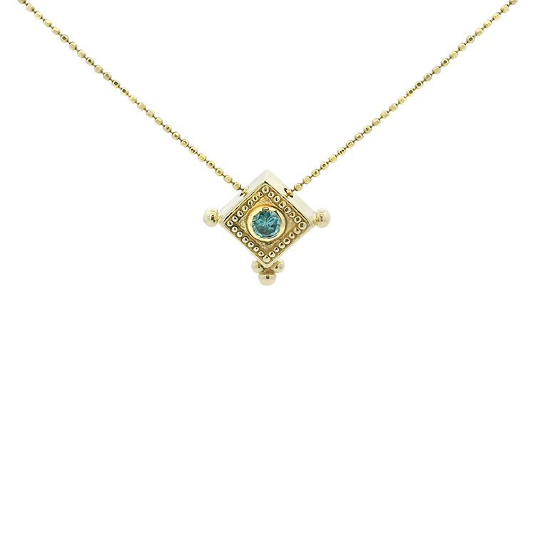 PAGE Estate Necklaces and Pendants Estate 14k Yellow Gold Irradiated Diamond Bezel Necklace