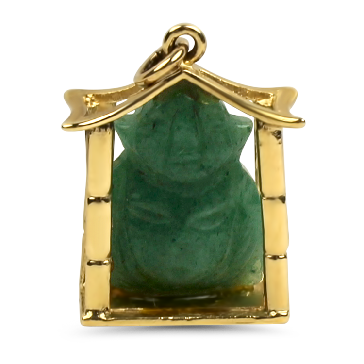 PAGE Estate Necklaces and Pendants Estate 14k Yellow Gold Jade Buddha Pendant