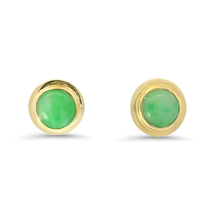 PAGE Estate Earring Estate 14k Yellow Gold Jade Stud Earrings