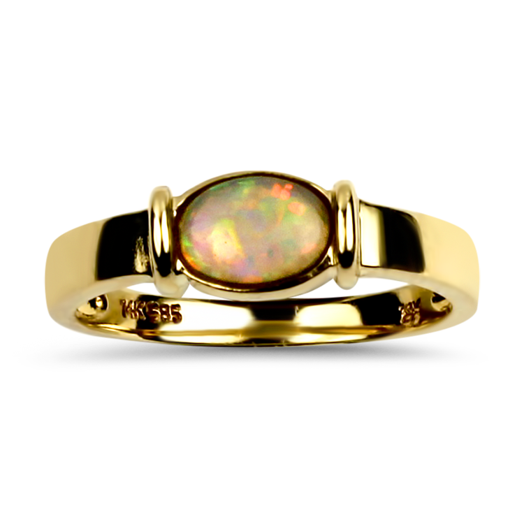 PAGE Estate Ring Estate 14K Yellow Gold Jelly Opal Ring 7.25
