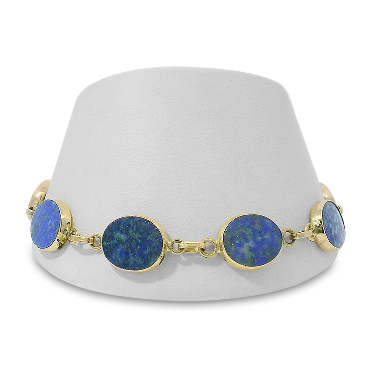 PAGE Estate Bracelet Estate 14K Yellow Gold Lapis Lazuli Tablet Bracelet