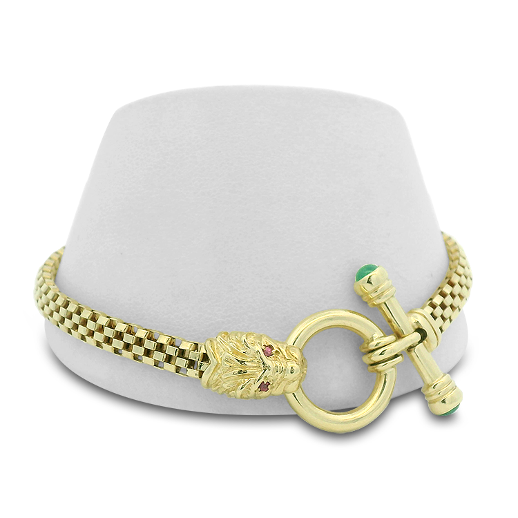 PAGE Estate Bracelet Estate 14K Yellow Gold Lion-Head Faux Toggle Box Link Bracelet