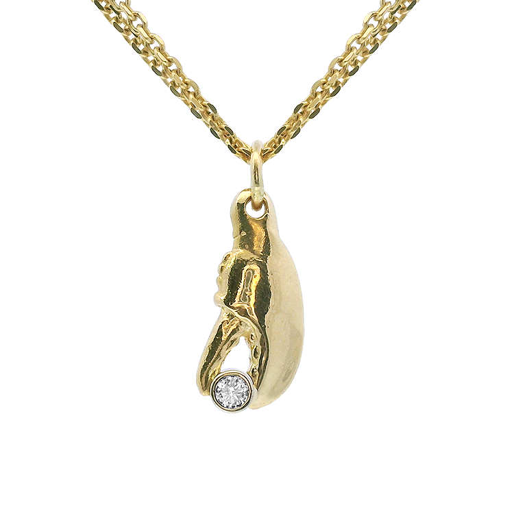 PAGE Estate Necklaces and Pendants Estate 14k Yellow Gold Lobster Claw Diamond Pendant