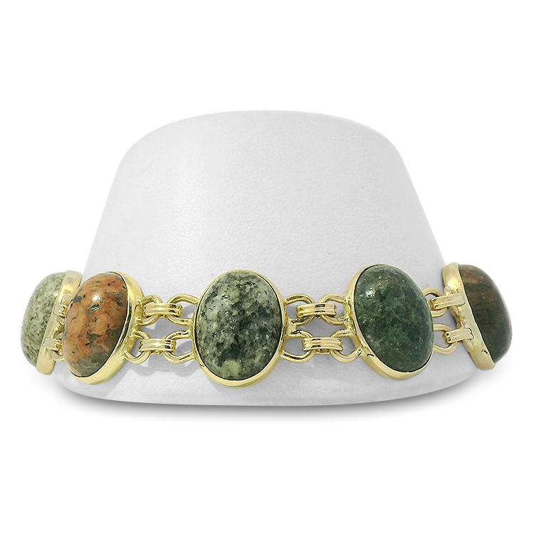 PAGE Estate Bracelet Estate 14K Yellow Gold Maine Coast Beach Stone Bracelet