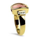 PAGE Estate Ring Estate 14K Yellow Gold Maine Pink Tourmaline & Diamond Ring 6.5