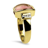 PAGE Estate Ring Estate 14K Yellow Gold Maine Pink Tourmaline & Diamond Ring 6.5